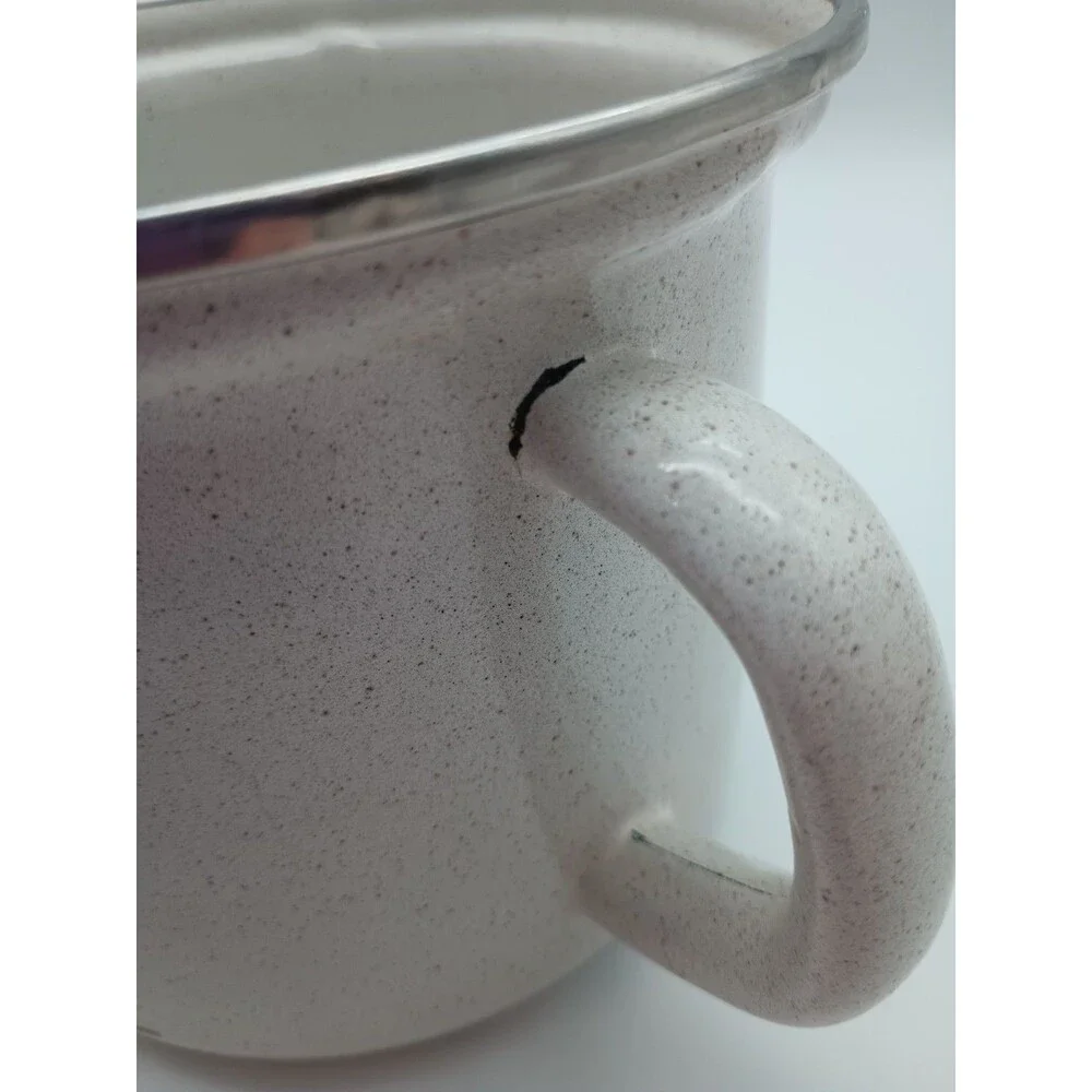 Vtg Heavy Enamelware Cookware Polish Handle Winter Trees